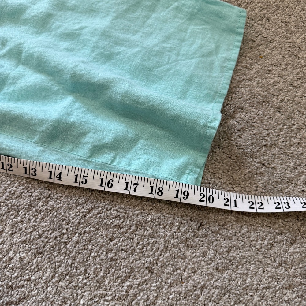 FLAX Large Aqua Blue Linen 2 Piece Set Top Pants Coastal Lagenlook Beach Summer - Picture 14 of 16